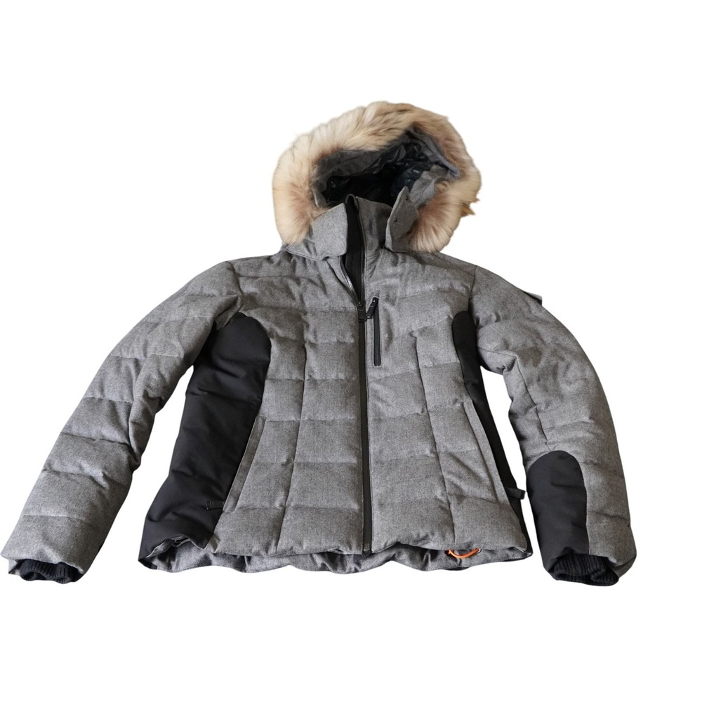 Loro Piana Kjus Ski Down Jacket real Fur Hood Gray Black Sport System Women